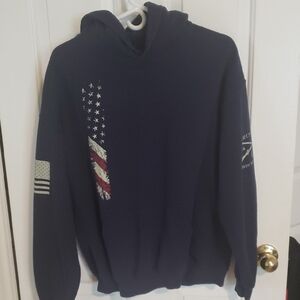 Grunt Style Blue Hoodie with Patriotic Design